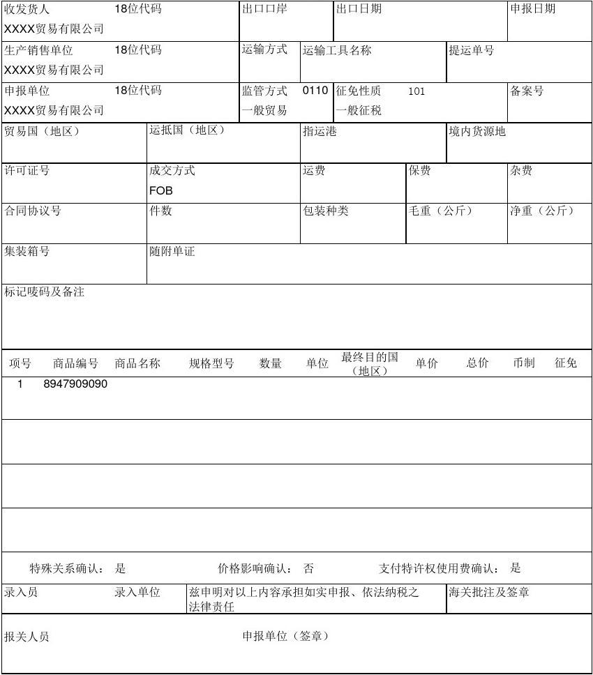 出口货物报关单模板详解与操作指南