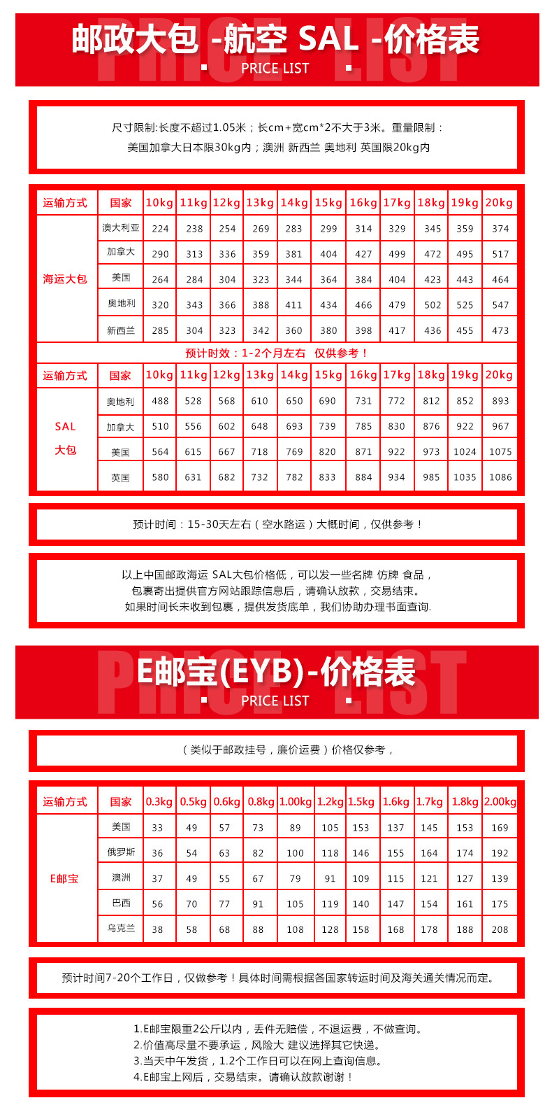 国际空运一公斤价格表