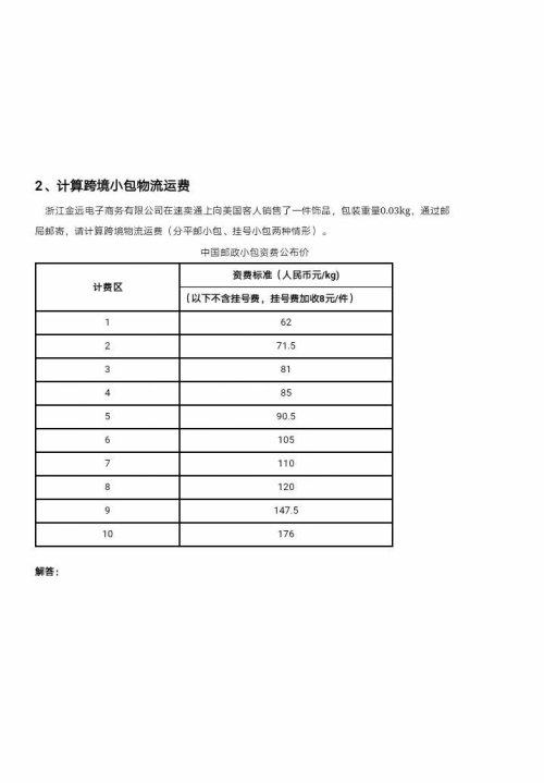 跨境物流运费计算表及其应用指南